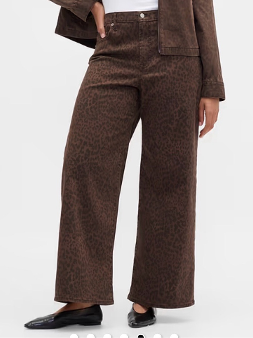 GAP Brown Leopard-Print Wide Leg Pants